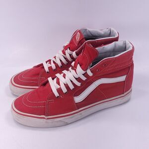Vans Off The Wall Old Skool Lace Up Athletic Shoe Mens Size 9 614992 Red White